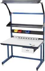 Pro-Line Cantilever Workbench in a Box Series with Laminate Surface, Dark Blue, 60"W x 30"D x 30" to 36"H, Upright 65"