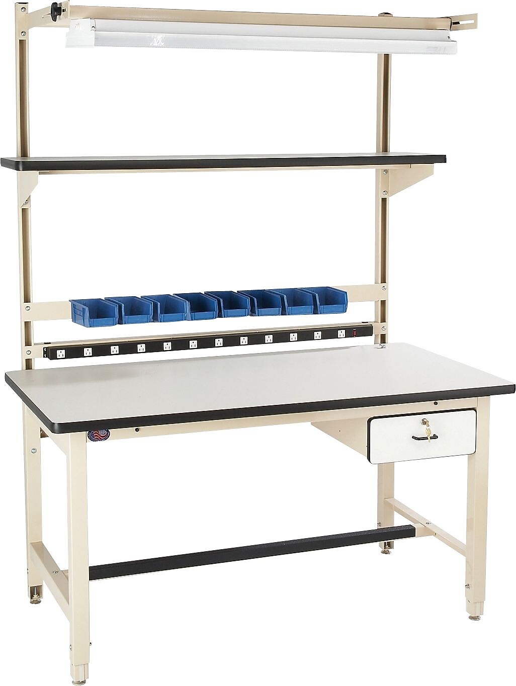 Pro-Line Bench in a Box Series with Laminate Surface, White, 72"W x 30"D x 30" to 36"H