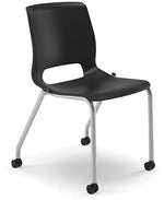 HON Motivate Stacking Chair, Onyx Shell, Textured Platinum Frame, 2 per Carton