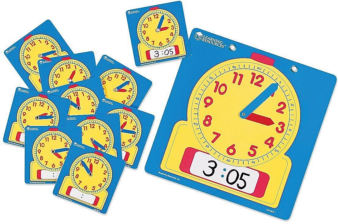 Learning Resources Write - On/Wipe - Off Clock Classroom Set, Grades Preschool - 9 (LER0575)