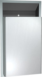 ASI® Semi-Recessed Waste Receptacle, Stainless Steel, 12 Gallon