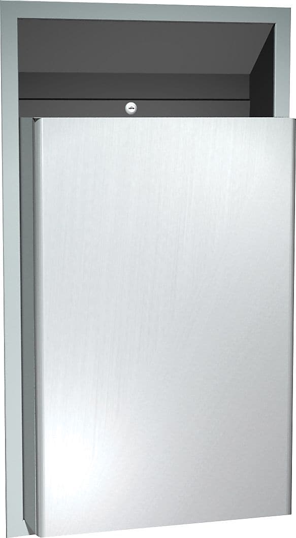 ASI® Semi-Recessed Waste Receptacle, Stainless Steel, 12 Gallon