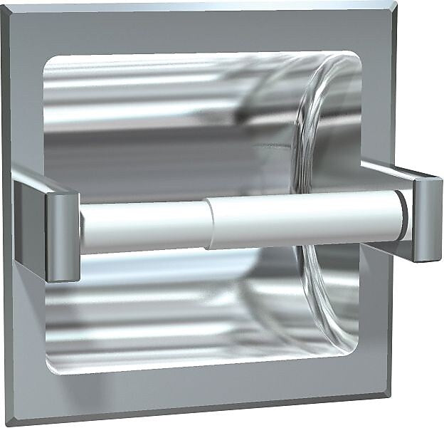 ASI® Recessed Toilet Tissue Holder, Single Roll, Bright Stainless Steel, 6 1/4"H x 6 1/4"L