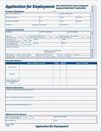 TOPS® Application For Employment, 4 Sided, Folded, Ruled, 1-Part, 11" x 8 1/2", 25/Pk