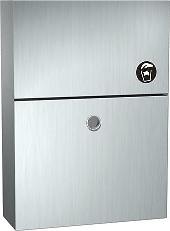 ASI® End Stall Sanitary Napkin Disposal, Surface Mounted, Stainless Steel, 15 1/4"H x 4"W x 11"D