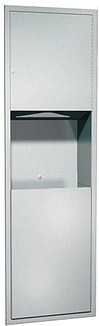 ASI® Paper Towel Dispenser and Waste Receptable, Recessed, Stainless Steel, 56"H x 7 1/2"W x 17 1/4"D