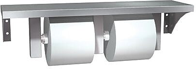 ASI® Double Toilet Tissue Holder with Shelf, Stainless Steel, 18" x 5"