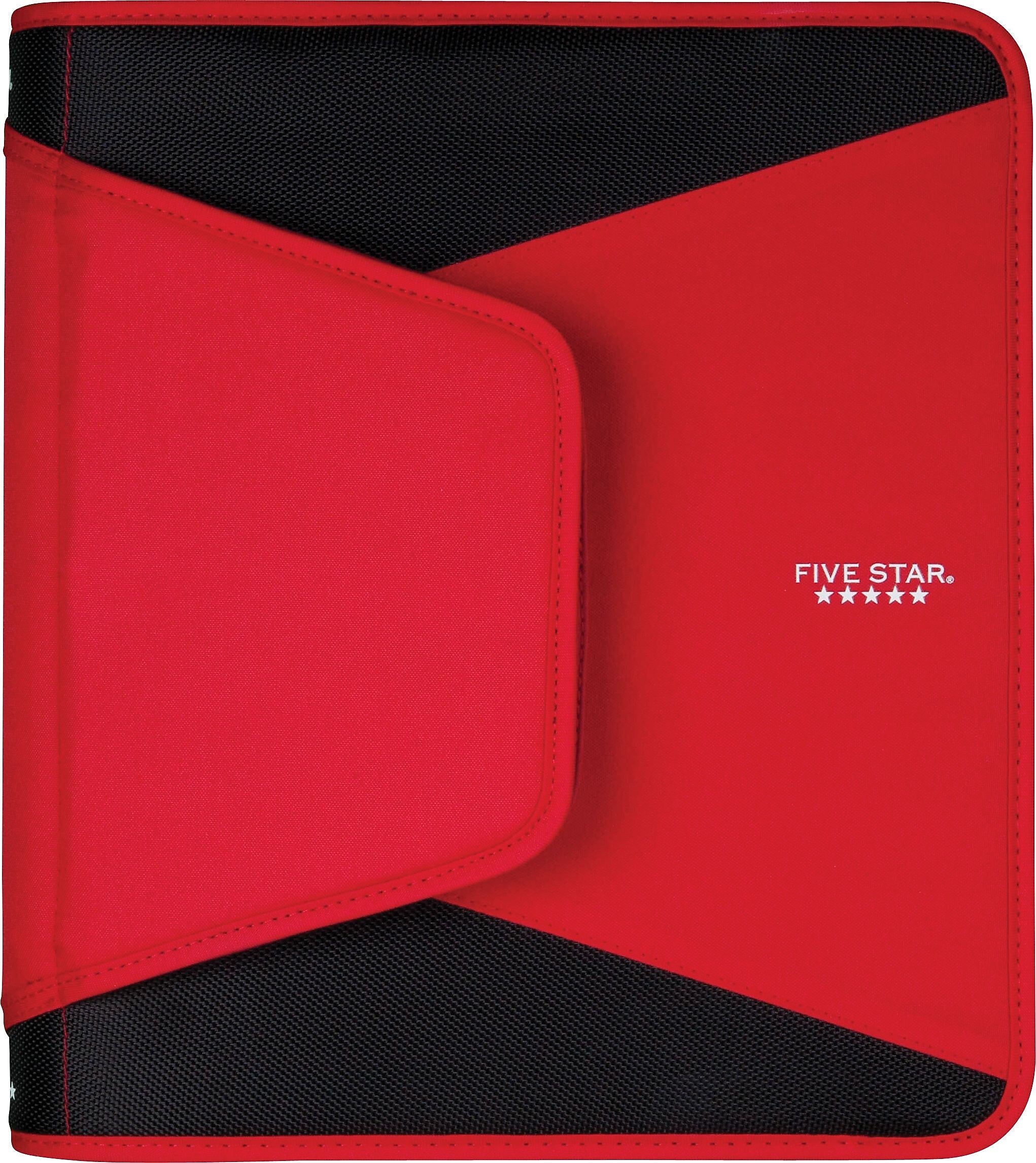 Five Star Tech 1 1/2" 3-Ring Zipper Binders, Red (72206)