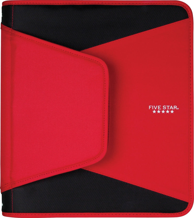 Five Star Tech 1 1/2" 3-Ring Zipper Binders, Red (72206)