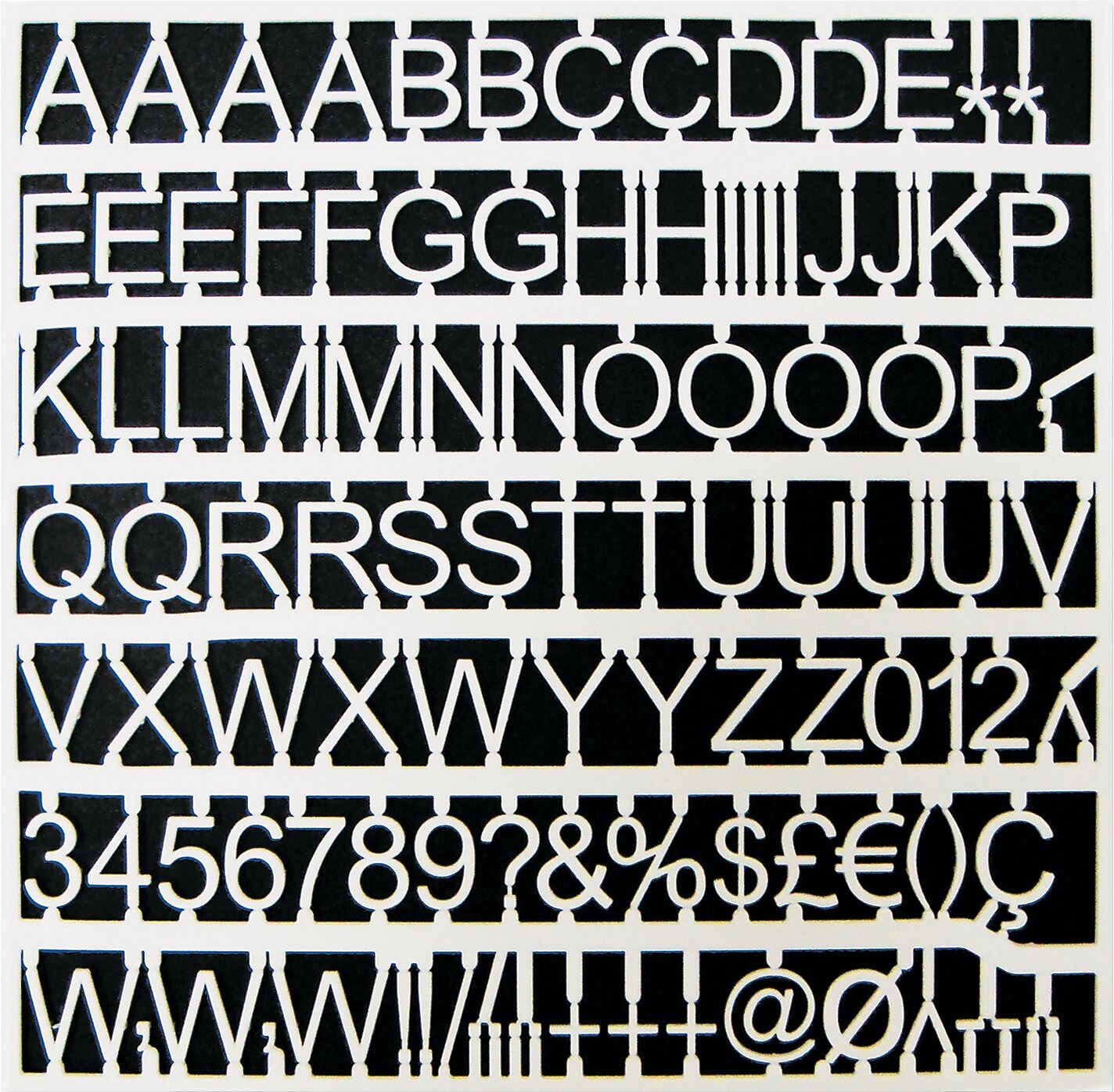 MasterVision Plastic Letters, Numbers & Symbols, White, 1", 270/Pack (BVCCAR1002)