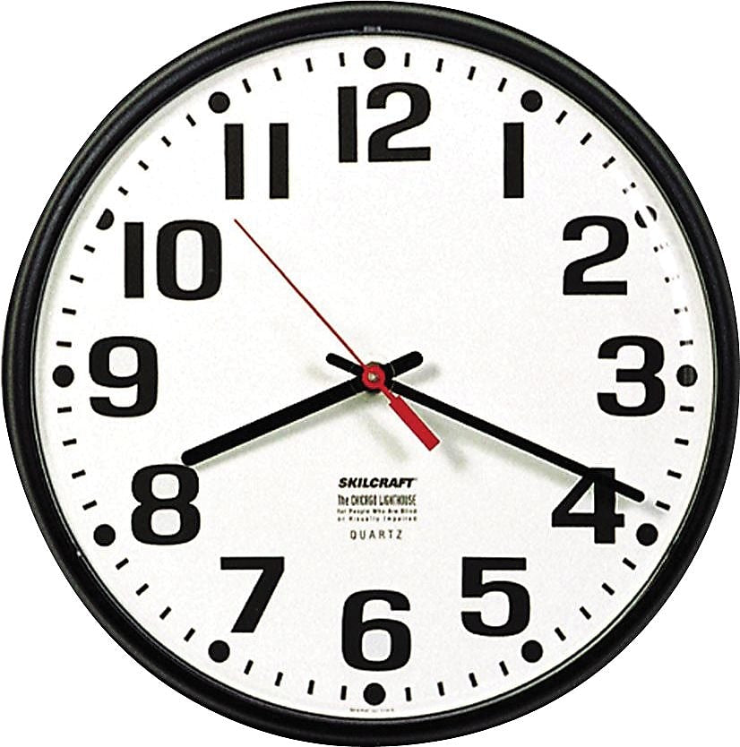 AbilityOne 9.2" Quartz Wall Clock, Battery Operated (NSN3897958)