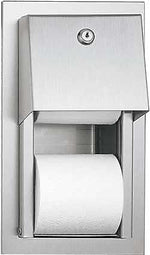 ASI® Bathroom Tissue Dispenser, Dual Roll, Semi-Recessed Mounted, Stainless Steel, 14"H x 6 1/2"W x 8"D