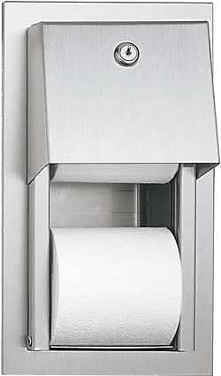 ASI® Bathroom Tissue Dispenser, Dual Roll, Semi-Recessed Mounted, Stainless Steel, 14"H x 6 1/2"W x 8"D
