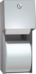 ASI® Bathroom Tissue Dispenser, Dual Roll, Surface Mounted, Stainless Steel, 12"H x 6 1/2"W x 6"D