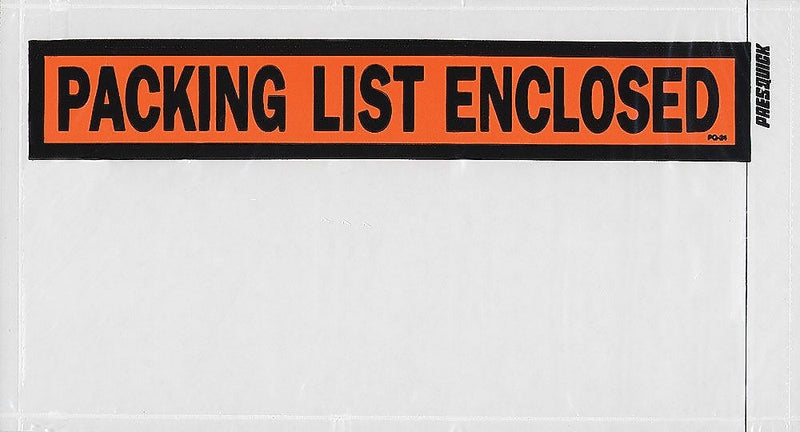 5 1/2 x 10" "Packing List Enclosed" Envelopes, Orange, 1000/Carton (PL24)