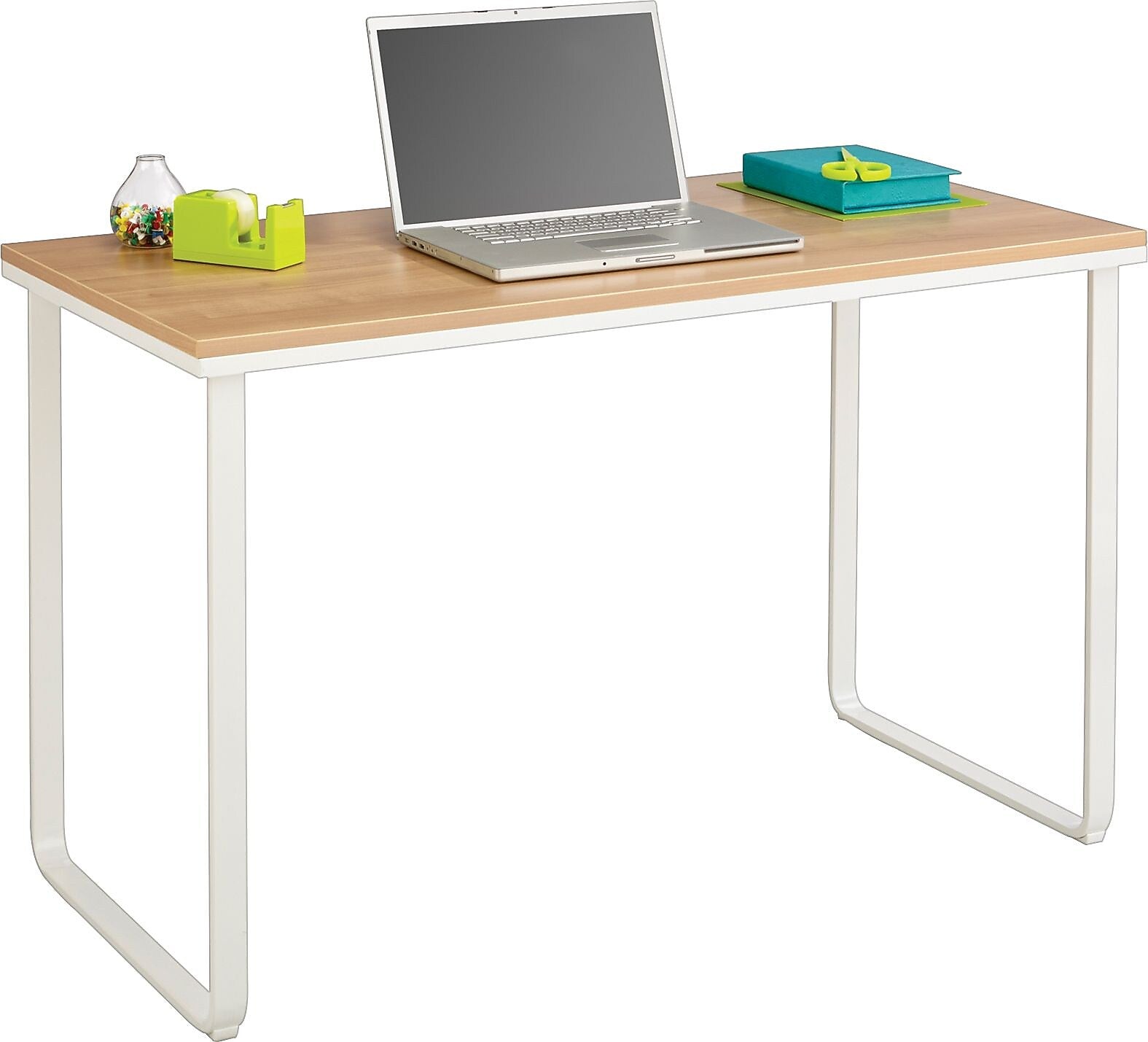 Safco® 47" Steel Table Desk, Beech/White ( 1943BHWH)