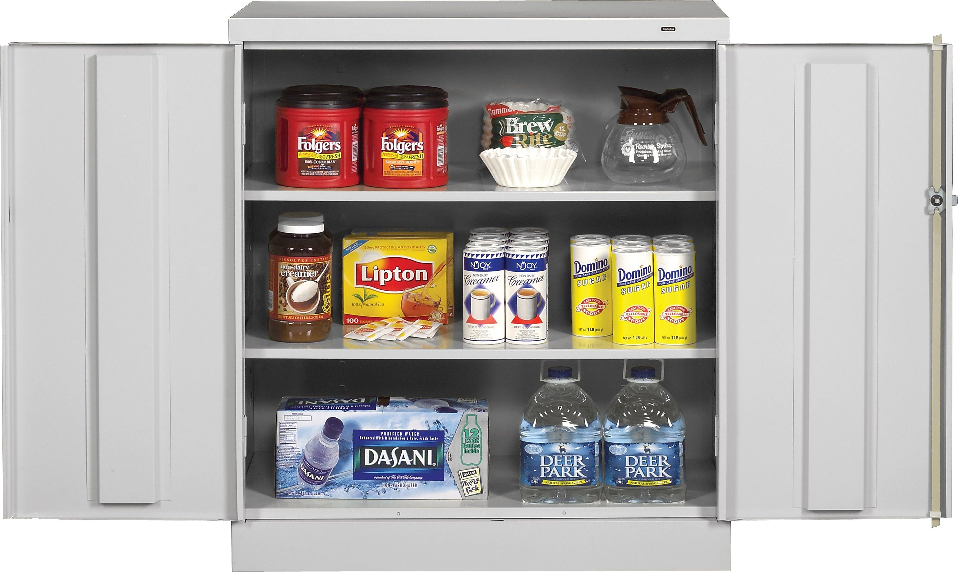 Tennsco Standard Counter-Height Storage Cabinet with 3-Shelves, Light Grey, 42"H x 36"W x 18"D