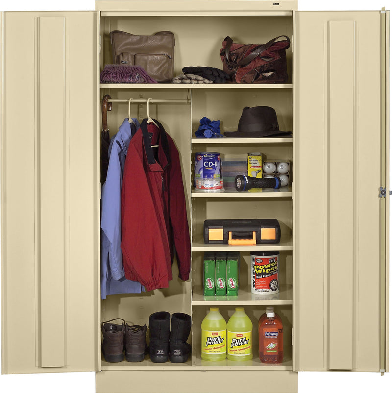 Tennsco Standard Combination Cabinet with Double Hinge Doors, 6-Shelf, 1 Closet, Putty, 72"H x 36"W x 24"D