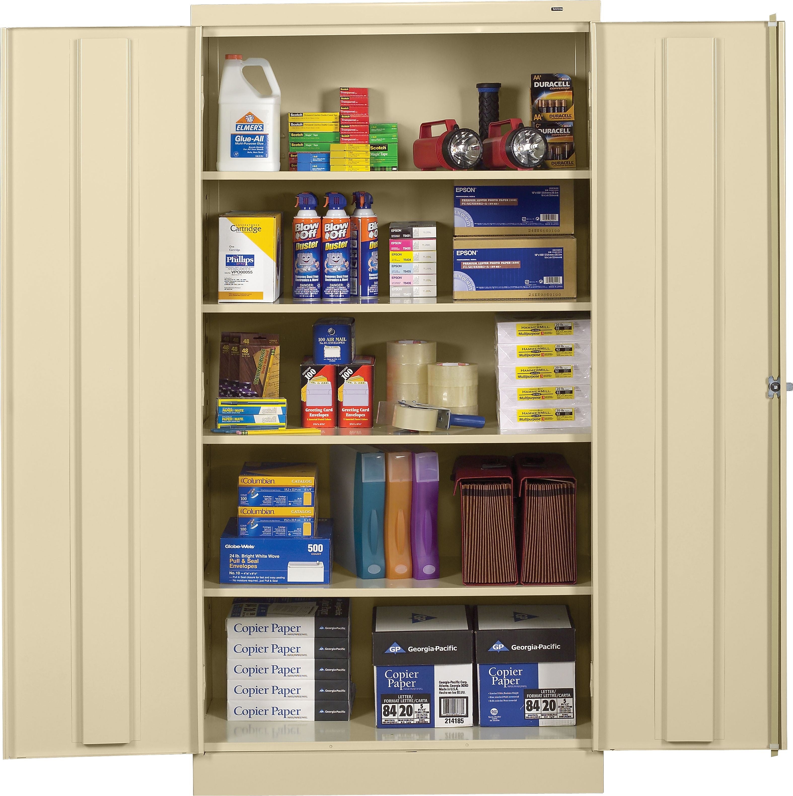 Tennsco 72" Steel Storage Cabinet with 5-Shelves, Putty (7218-PY)