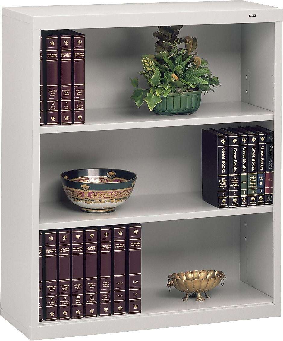 Tennsco 40"H 3-Shelf Welded Bookcase, Light Grey (TNN-B42LGY)