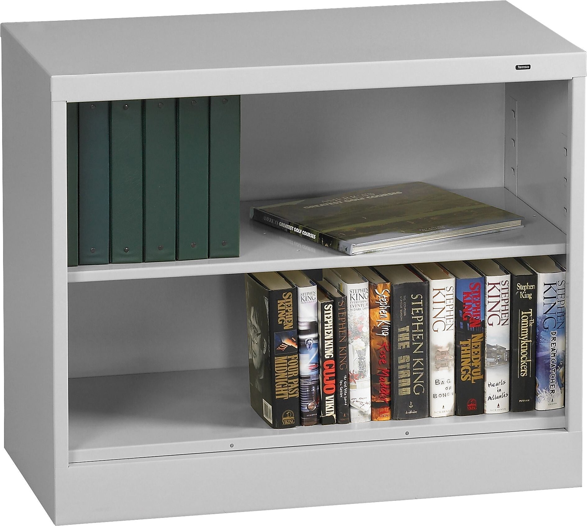 Tennsco 30"H 2-Shelf Welded Bookcase, Light Grey (TNN-BC1830LGY)