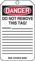 Accuform 5.75" x 3.25" RP-Plastic Safety Tag "DANGER..REASON TAGGED", Red/Black On White, 25/Pack (MDT219PTP)