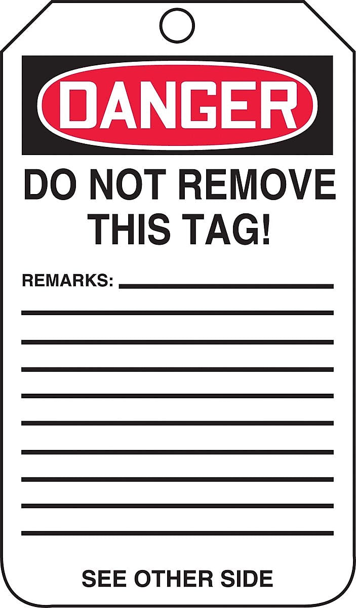 Accuform 5 3/4" x 3 1/4" PF-Cardstock Safety Tag "DANGER MEN WORKING..", Red/Black On White, 25/Pack (MDT244CTP)
