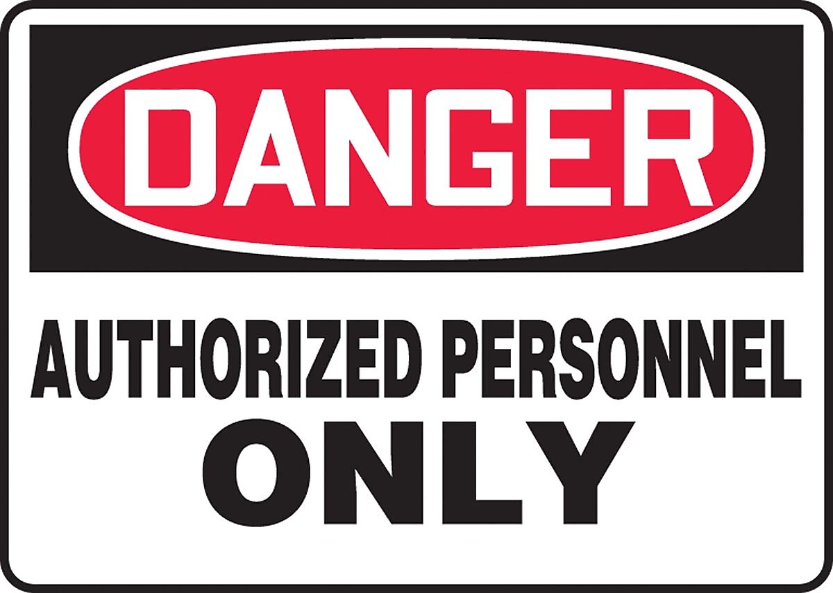 Accuform 10" x 14" Plastic Safety Sign "DANGER AUTHORIZED PERSONNEL..", Red/Black On White (MADM006VP)