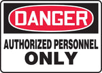 Accuform 10" x 14" Vinyl Safety Sign "DANGER AUTHORIZED PERSONNEL..", Red/Black On White (MADM006VS)