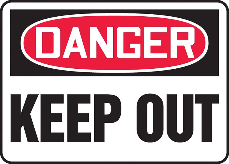 Accuform 10" x 14" Aluminum Safety Sign "DANGER KEEP OUT", Red/Black On White (MADM064VA)