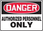 Accuform 7" x 10" Vinyl Safety Sign "DANGER AUTHORIZED PERSONNEL..", Red/Black On White (MADM130VS)