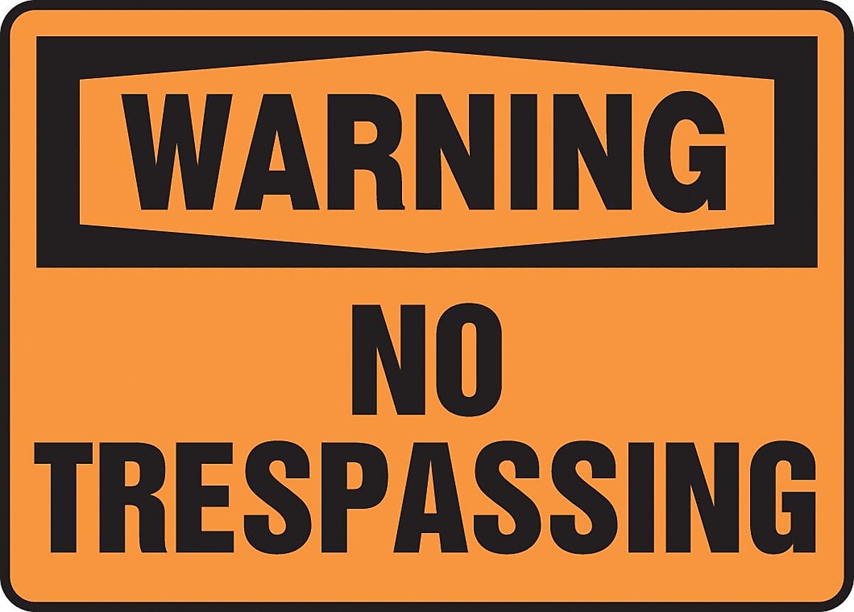 Accuform 7" x 10" Vinyl Safety Sign "WARNING NO TRESPASSING", Black On Orange (MADM313VS)