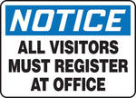 Accuform 7" x 10" Vinyl Safety Sign "NOTICE ALL VISITORS MUST..", Blue/Black On White (MADM882VS)