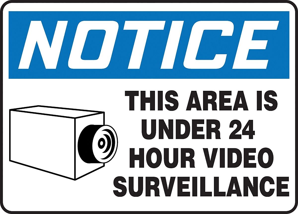 Accuform 10" x 14" Aluminum Safety Sign "NOTICE THIS AREA IS..W/GRAPHIC", Blue/Black On White (MASE807VA)