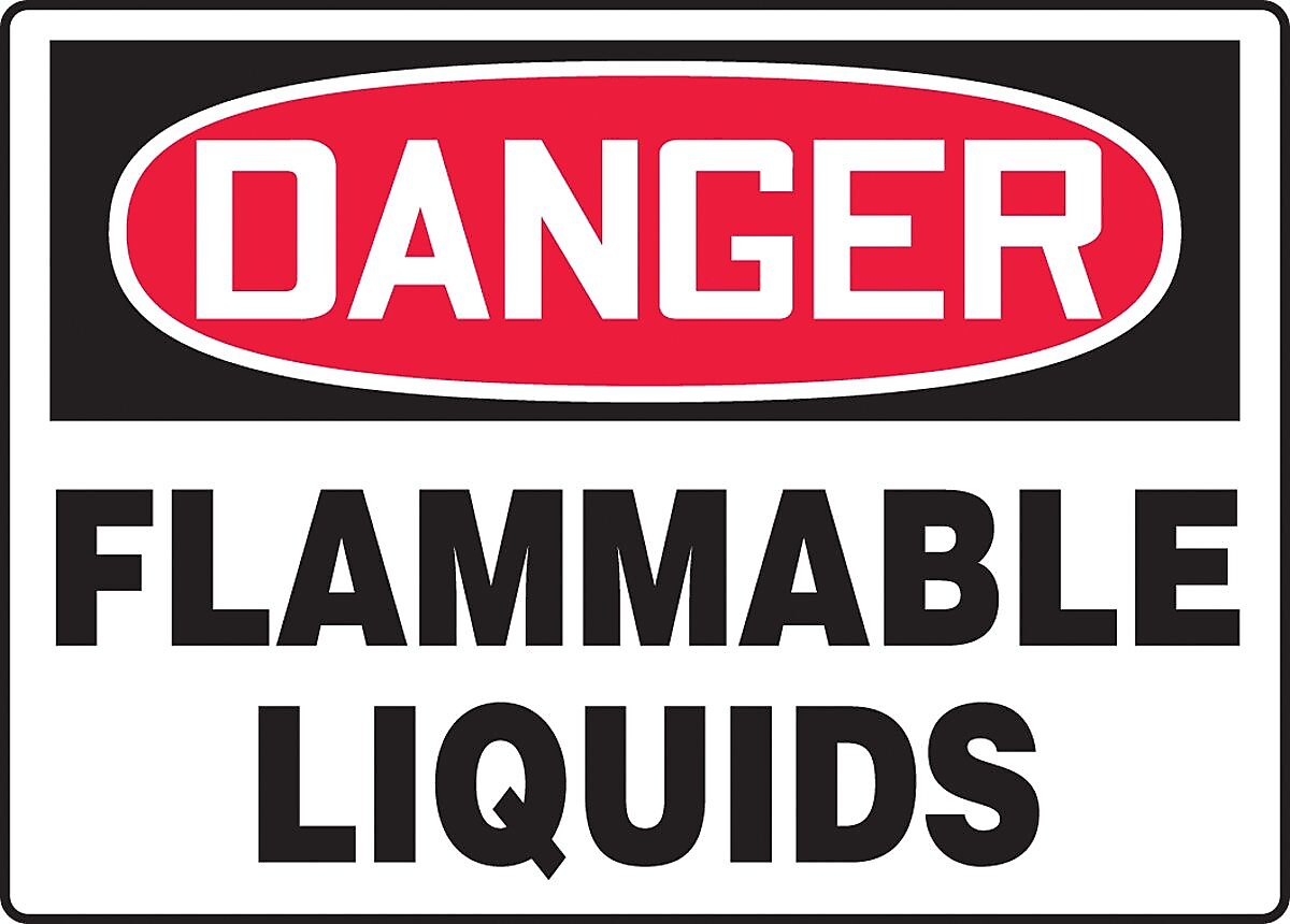 Accuform 7" x 10" Adhesive Vinyl Safety Sign "DANGER FLAMMABLE LIQUIDS", Red/Black On White (MCHG101VS)