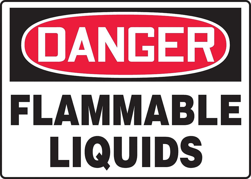 Accuform 7" x 10" Adhesive Vinyl Safety Sign "DANGER FLAMMABLE LIQUIDS", Red/Black On White (MCHG101VS)