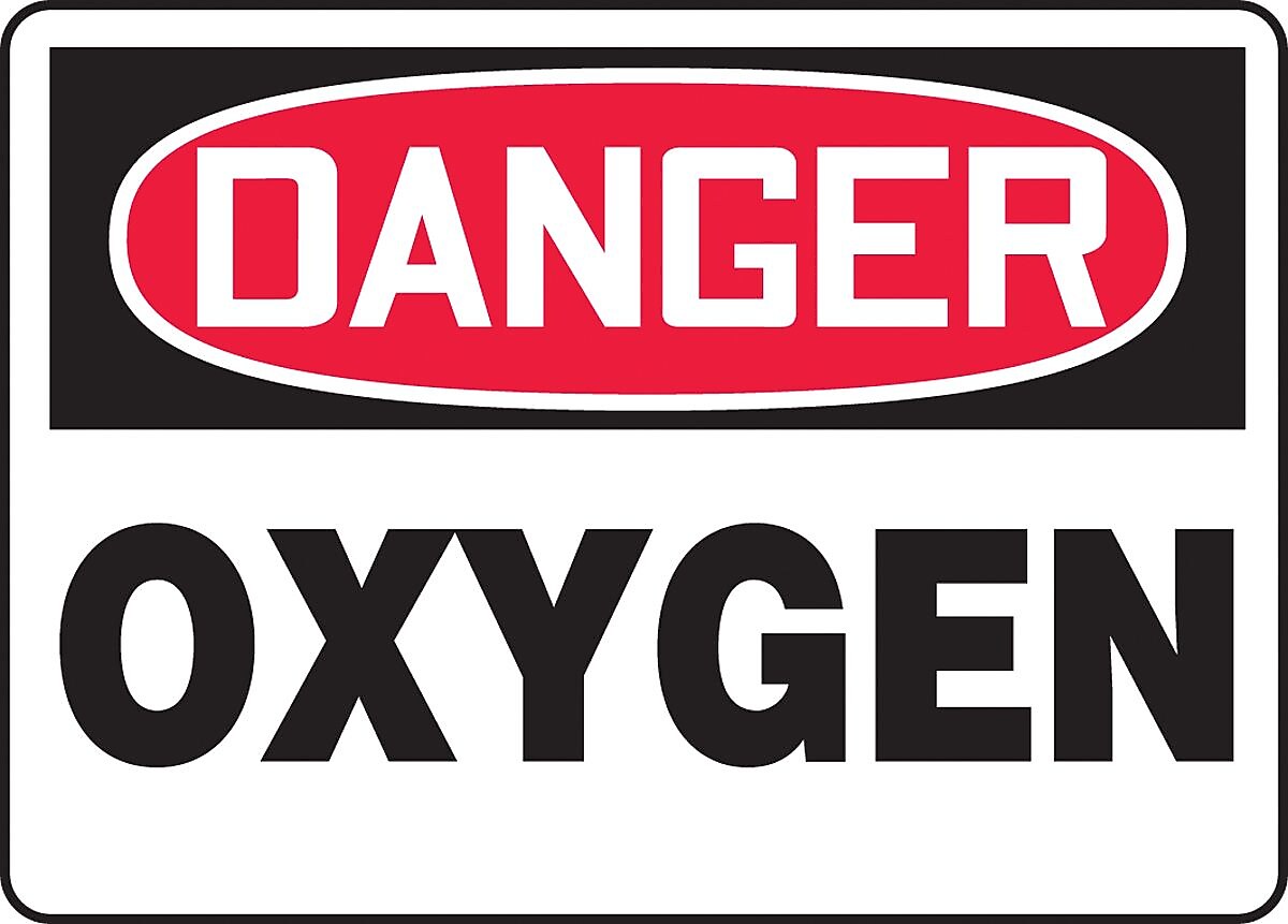 Accuform 7" x 10" Adhesive Vinyl Safety Sign "DANGER OXYGEN", Red/Black On White (MCHL168VS)