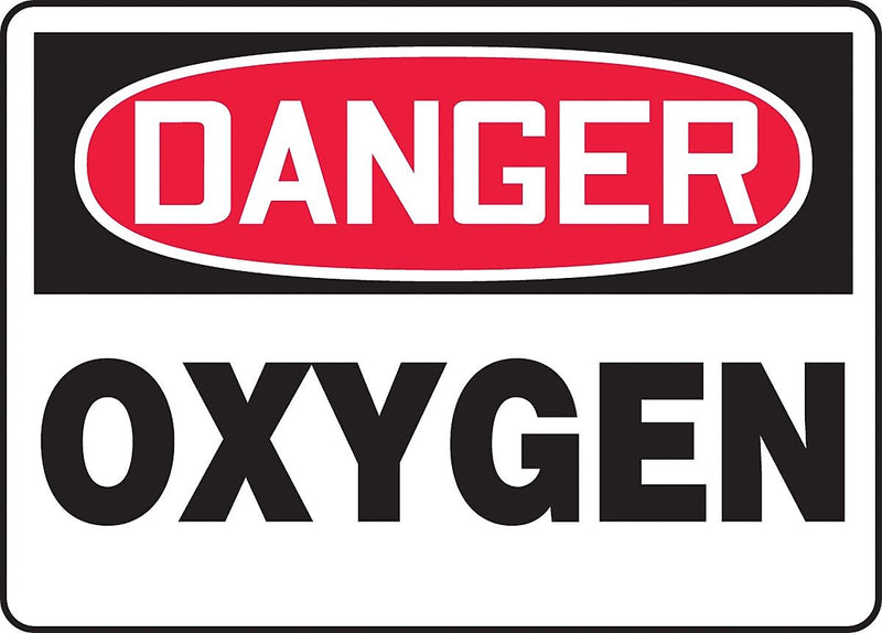 Accuform 7" x 10" Adhesive Vinyl Safety Sign "DANGER OXYGEN", Red/Black On White (MCHL168VS)