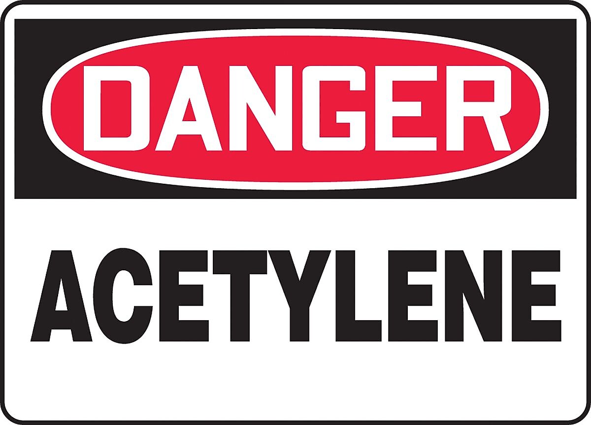 Accuform 10" x 14" Plastic Safety Sign "DANGER ACETYLENE", Red/Black On White (MCHL174VP)