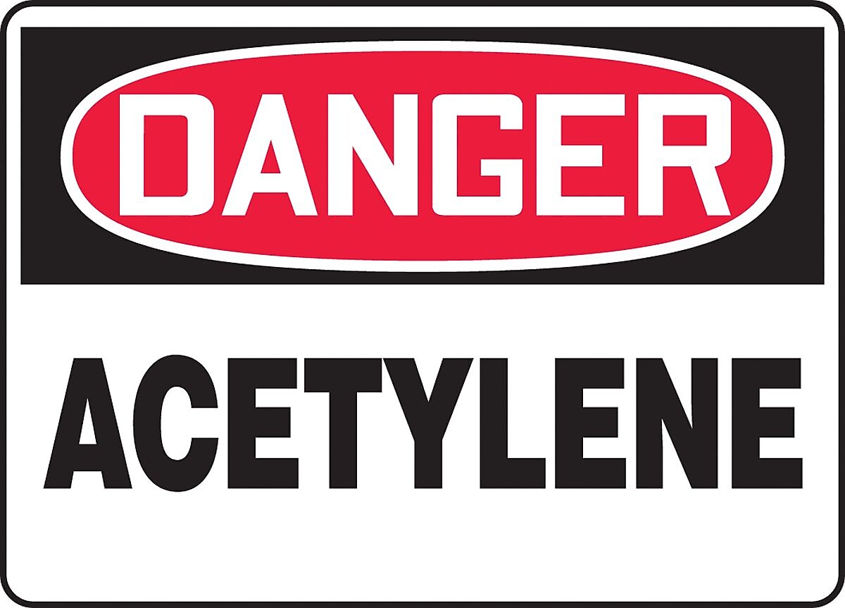 Accuform 7" x 10" Adhesive Vinyl Safety Sign "DANGER ACETYLENE", Red/Black On White (MCHL196VS)