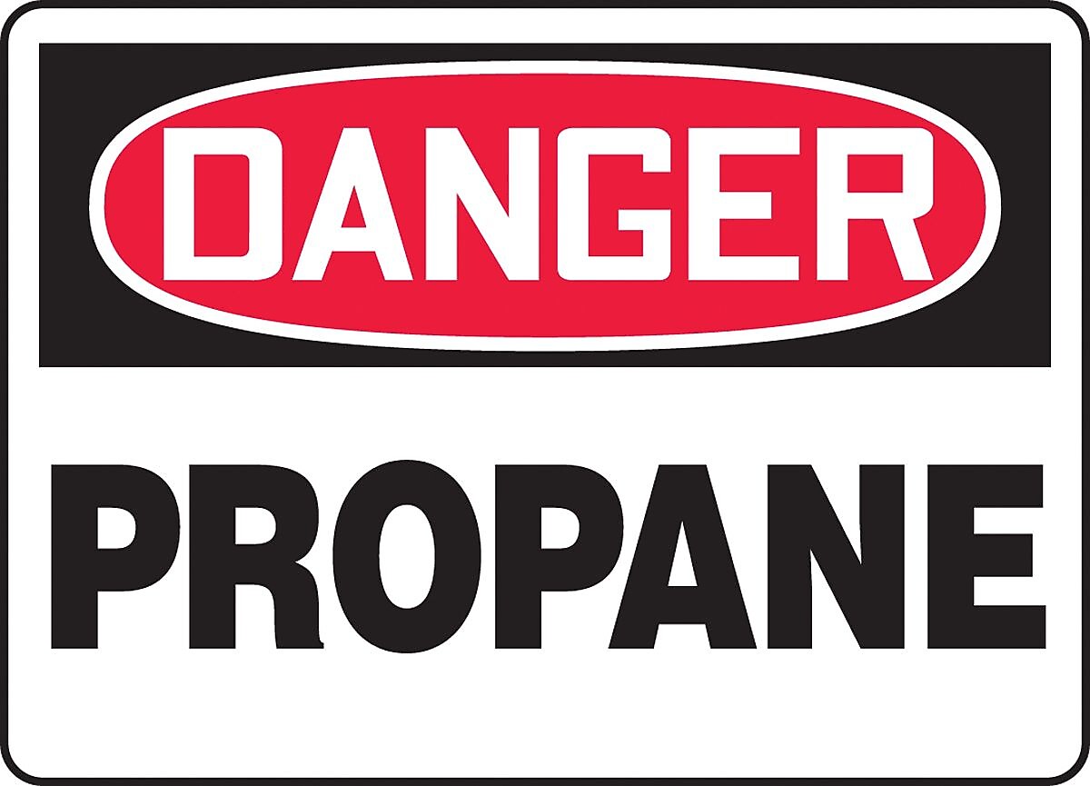Accuform 10" x 14" Aluminum Safety Sign "DANGER PROPANE", Red/Black On White (MCHL206VA)