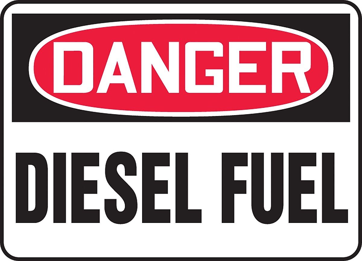 Accuform 10" x 14" Adhesive Vinyl Safety Sign "DANGER DIESEL FUEL", Red/Black On White (MCHL226VS)