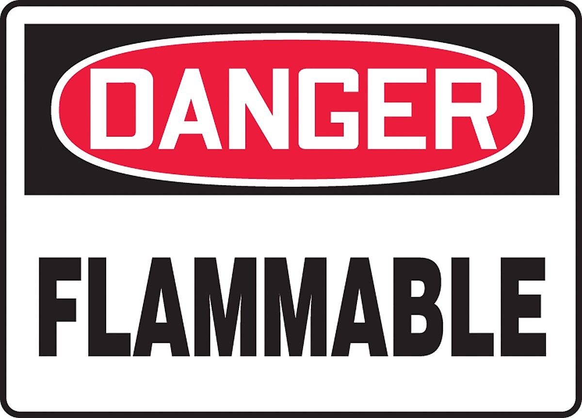 Accuform 7" x 10" Aluminum Safety Sign "DANGER FLAMMABLE", Red/Black On White (MCHL228VA)