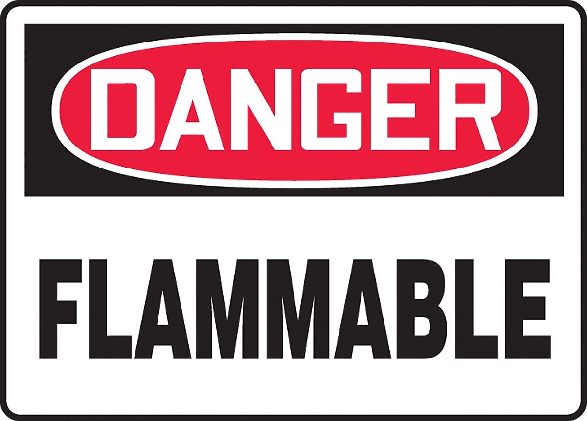 Accuform 10" x 14" Aluminum Safety Sign "DANGER FLAMMABLE", Red/Black On White (MCHL231VA)