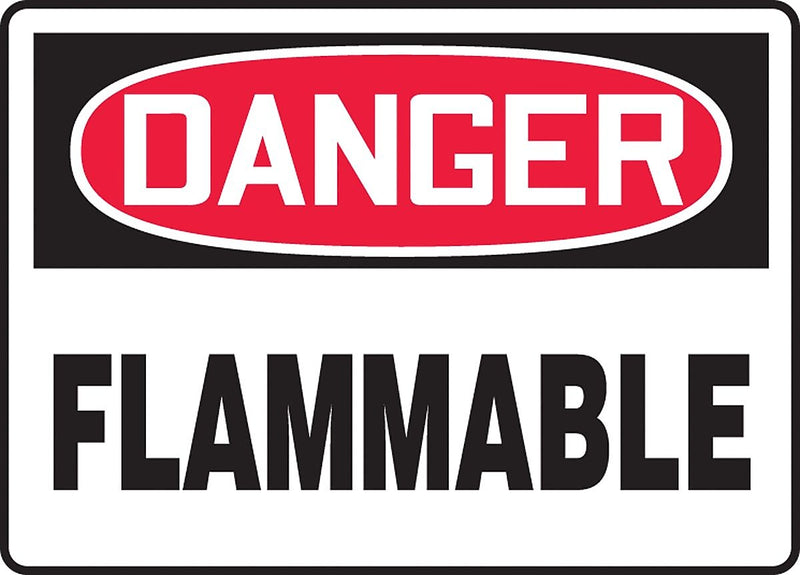 Accuform 10" x 14" Aluminum Safety Sign "DANGER FLAMMABLE", Red/Black On White (MCHL231VA)