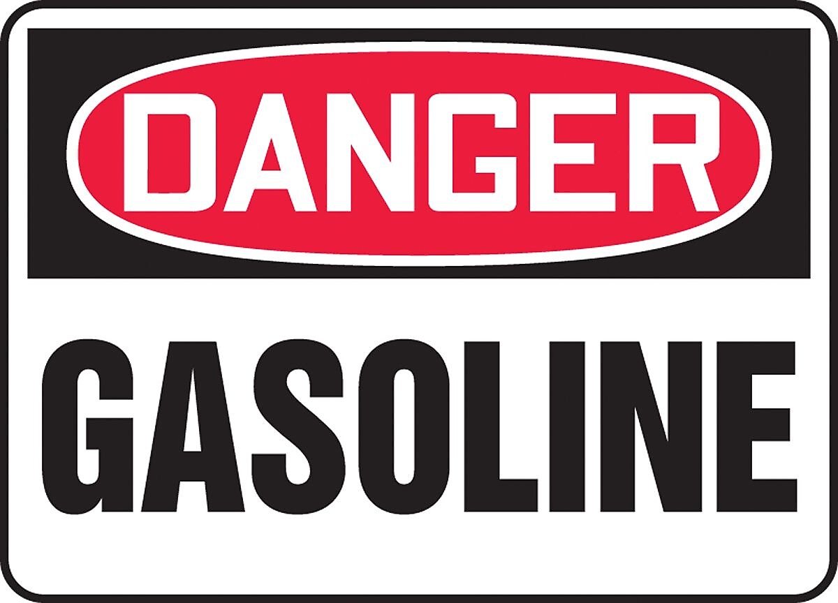 Accuform 7" x 10" Adhesive Vinyl Safety Sign "DANGER GASOLINE", Red/Black On White (MCHL241VS)