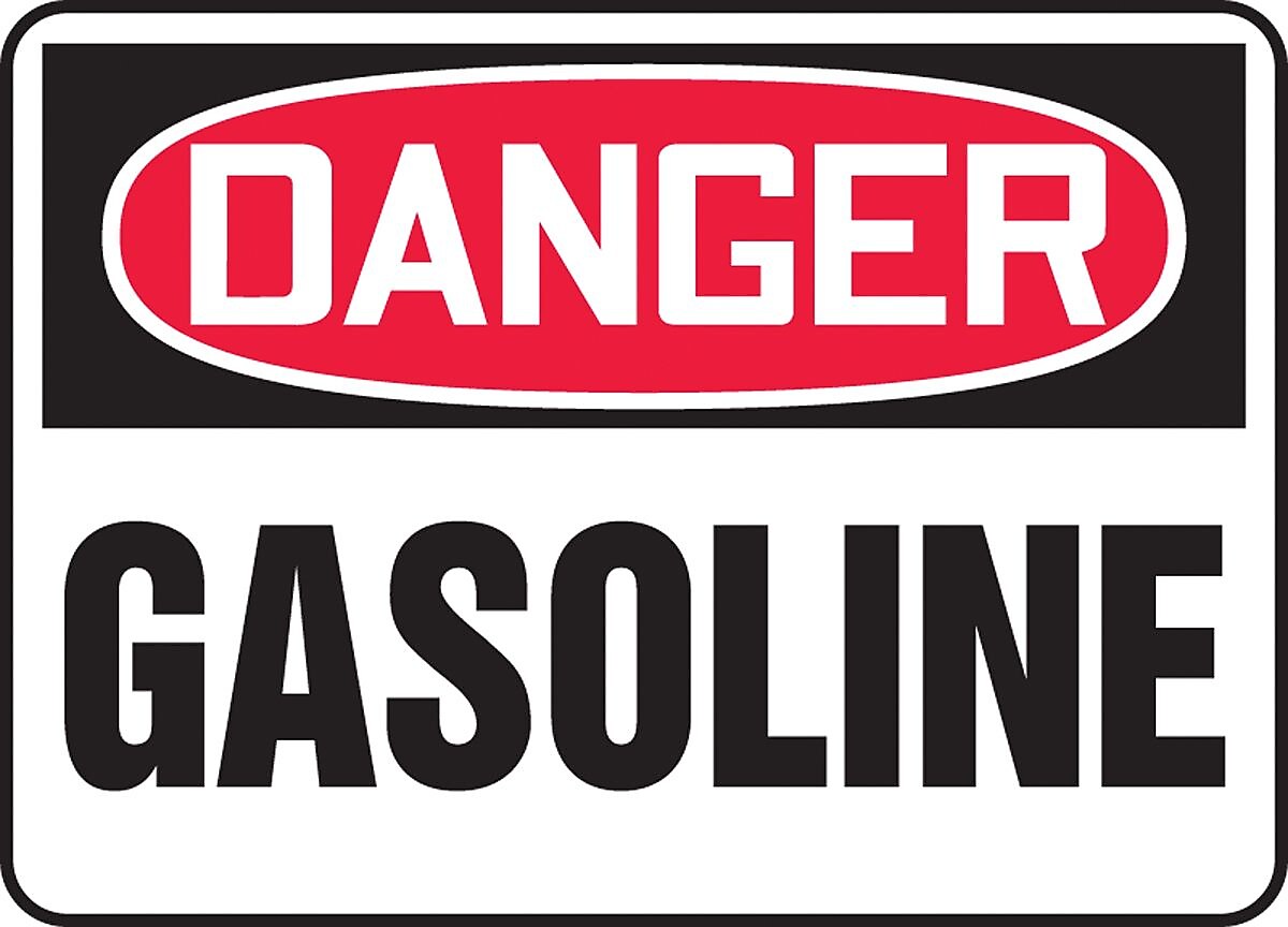 Accuform 10" x 14" Aluminum Safety Sign "DANGER GASOLINE", Red/Black On White (MCHL245VA)