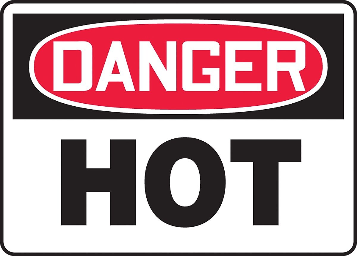 Accuform 7" x 10" Adhesive Vinyl Safety Sign "DANGER HOT", Red/Black On White (MCPG019VS)