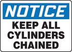 Accuform 7" x 10" Adhesive Vinyl Safety Sign "NOTICE KEEP ALL CYLIND..", Blue/Black On White (MCPG800VS)