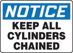Accuform 10" x 14" Plastic Safety Sign "NOTICE KEEP ALL CYLIND..", Blue/Black On White (MCPG825VP)
